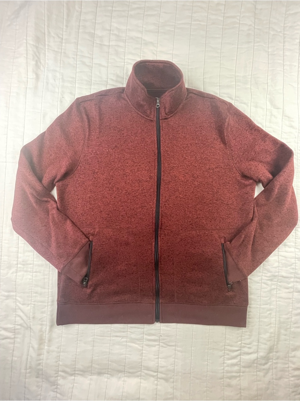 Sonoma Men's Zip-Up Fleece Lined Sweater Jacket Maroon XL